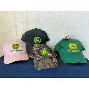 John Deere Hat Bundle Lot of 4 Green Pink Camo Trucker Mesh Baseball Caps